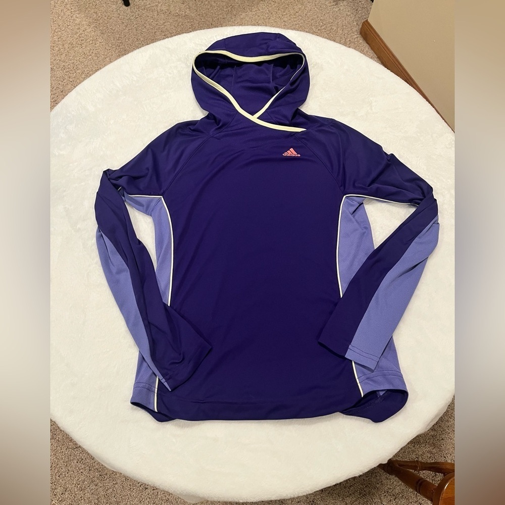 Adidas Climalite Two-Tone Purple Scuba Hoodie - Small